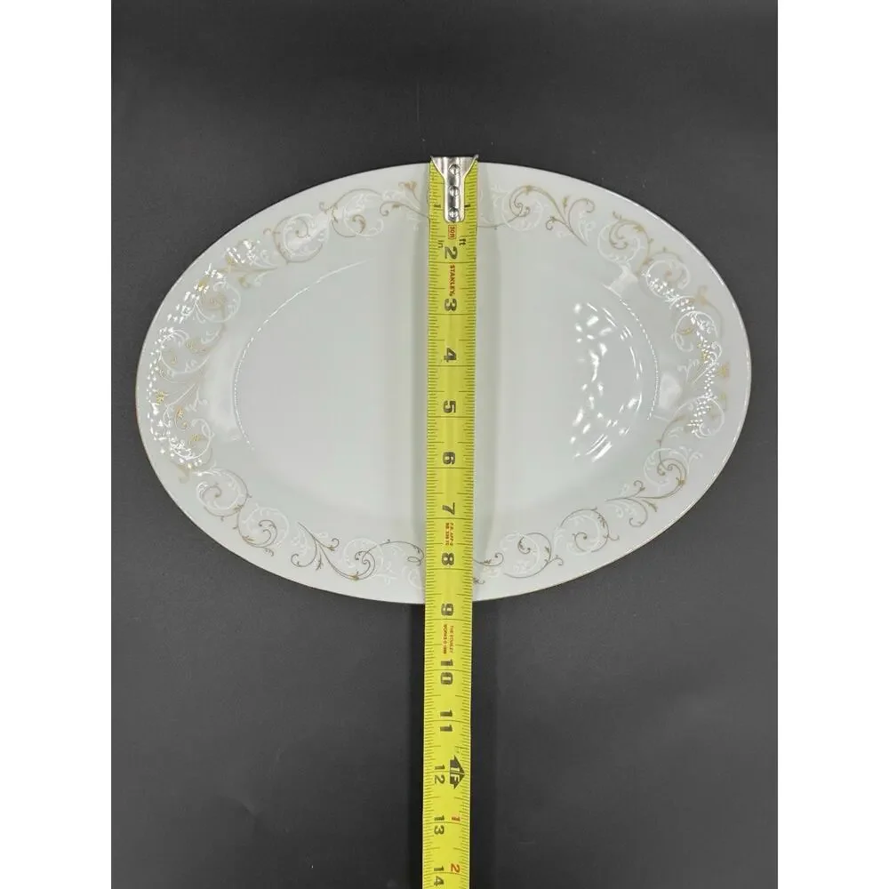 Noritake Duetto 6610 Oval Serving Platter 12” Gold Scroll Japan Vintage